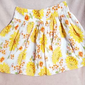 Forever21 Cotton Yellow Floral/Orange Skirt Sz S or 3/4